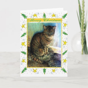 Carte de Noël Brown en noir tabby chat