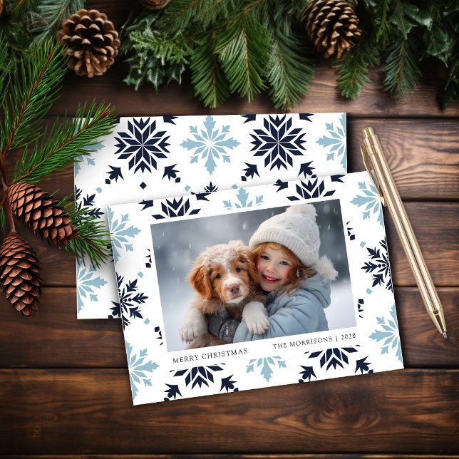 Carte de Noël Budget Light Blue Snowflacon (Créateur téléchargé)