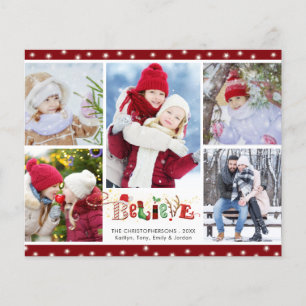 Carte de Noël budgétaire Mignonne CROIRE 5 Photo F