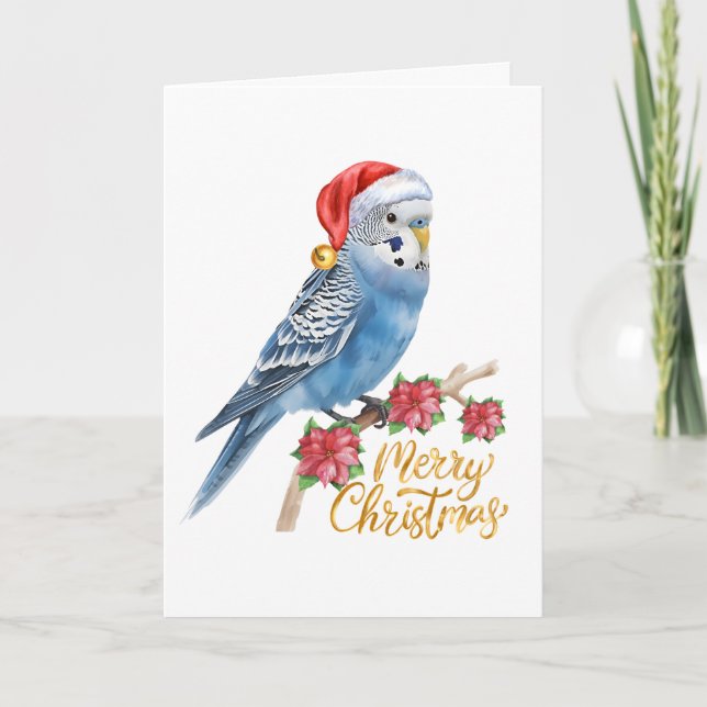 Carte de Noël Budgie (Devant)