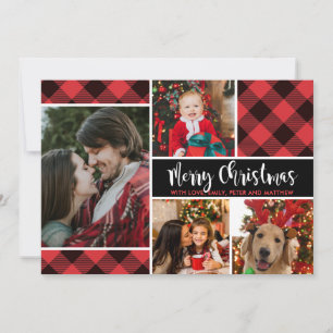 Carte de Noël Buffalo Plaid Photo Collage