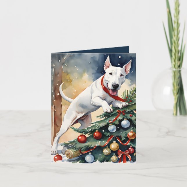 Carte de Noël Bull Terrier à l'allure merveilleuse (Devant)