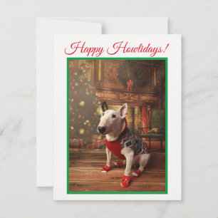 Carte de Noël Bull Terrier Père Noël Jumper