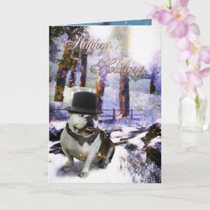 Carte de Noël Bulldog "JOYEUSES FÊTES"