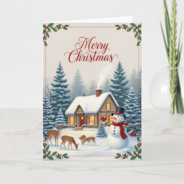 Carte de Noël Cabane d'Hiver Sérénité (Devant)