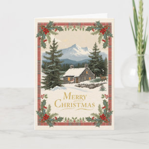 Carte de Noël Cabane enneigée Tartan