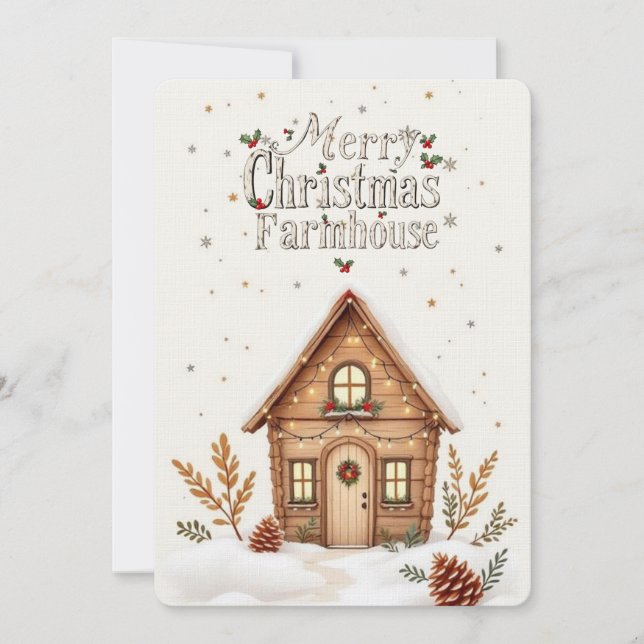 Carte de Noël Cabine confortable | Vacances rustiq (Devant)