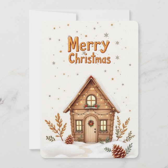 Carte de Noël Cabine confortable | Vacances rustiq (Devant)
