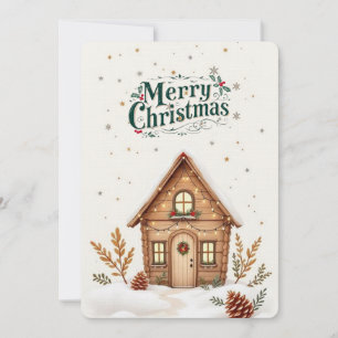 Carte de Noël Cabine confortable Vacances rustiq