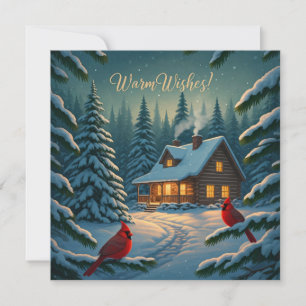 Carte de Noël Cabine hiver confortable