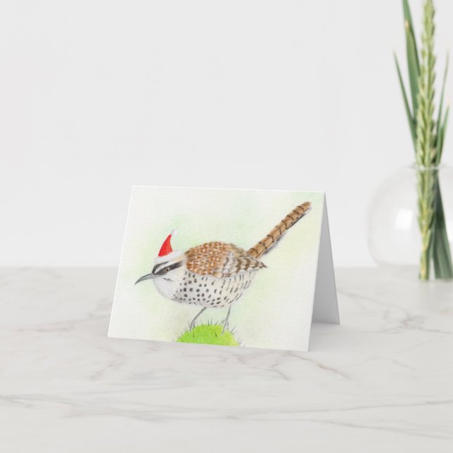 Carte de Noël Cactus Wren Bird (Devant)