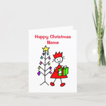 Carte de Noël cadeau de Noël de la petite fille mi