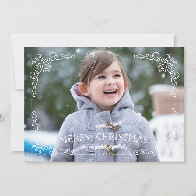 Carte de Noël Cadres Ornés - Neige (Devant)