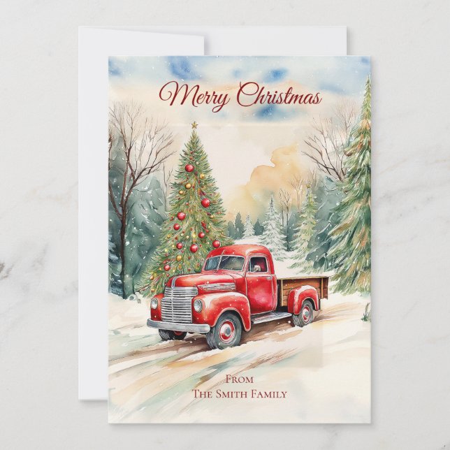Carte de Noël Camion Rouge (Devant)