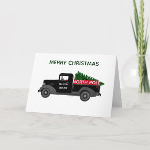 Carte de Noël camion vintage livraison Pôle Nord