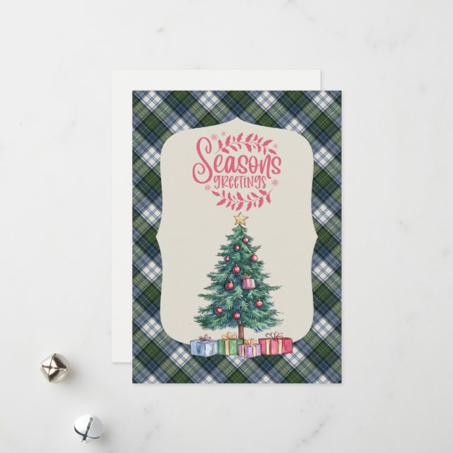 Carte de Noël Campbell Dress Ancient Scottish Tart (Devant/Arrière en situation)