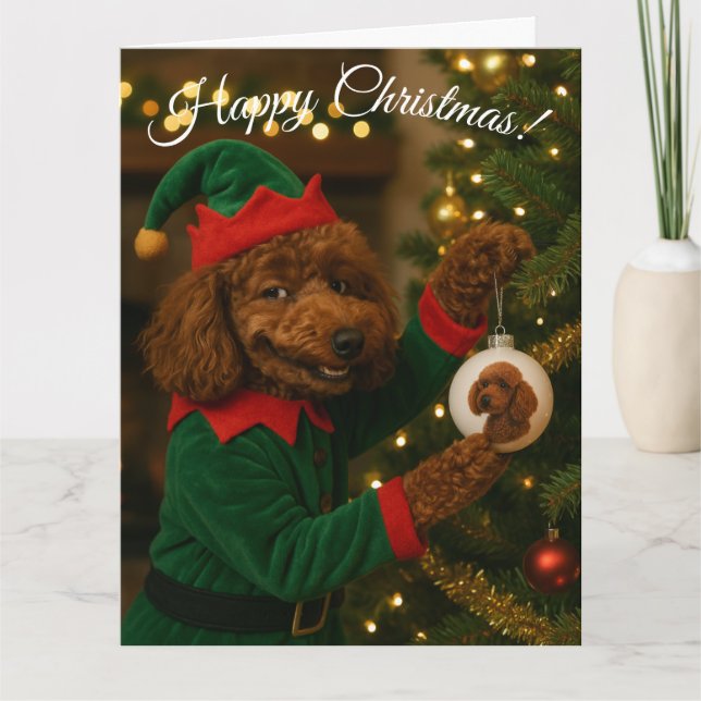 Carte de Noël Caniche (Devant)