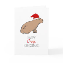Carte de Noël Capybara Cute Retro Dessinée À La Ma