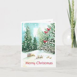 Carte de Noël Cardinal Winter Scene