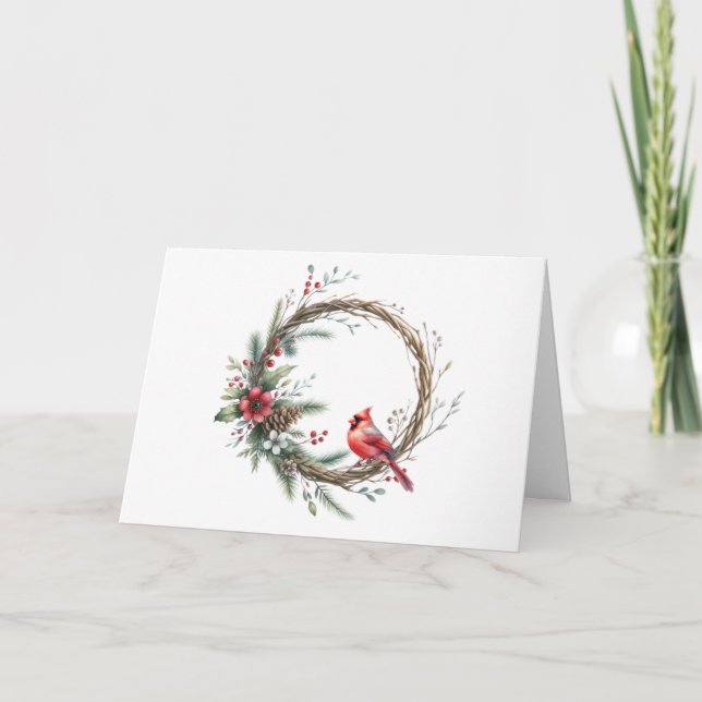 Carte de Noël Cardinal Wreath (Devant)