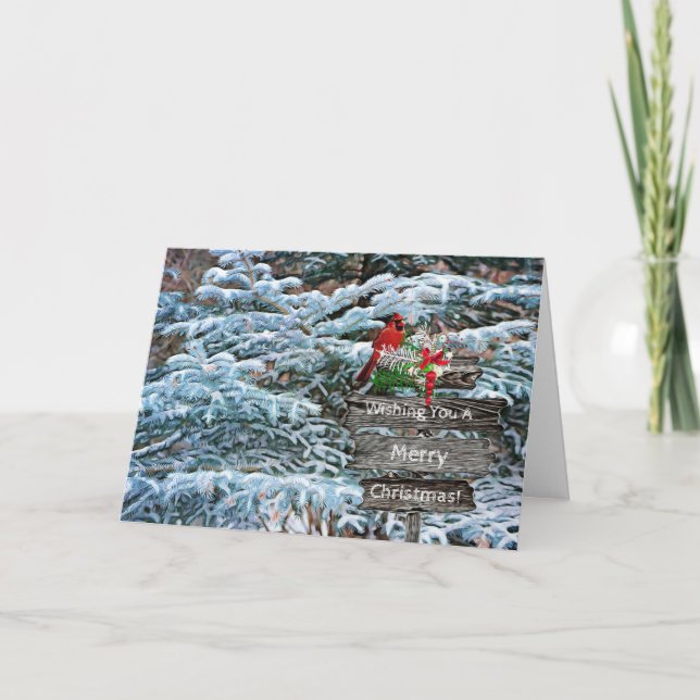 Carte de Noël cardinale des neiges des pins (Devant)
