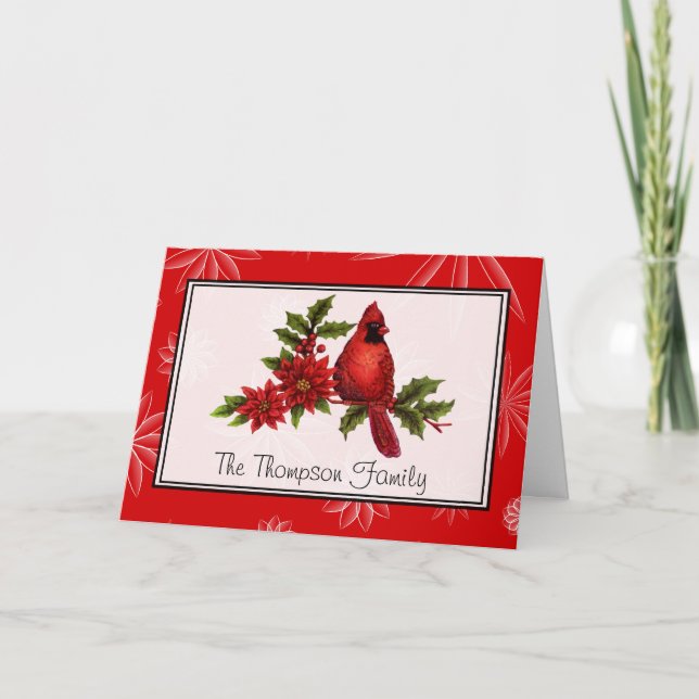 Carte de Noël cardinale rouge personnalisée (Devant)