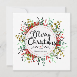 Carte de Noël carré Flower Wreath
