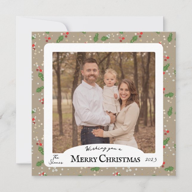 Carte de Noël carré Holly (Devant)