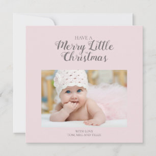 Carte de Noël carrée photo rose douce Joyeux petit