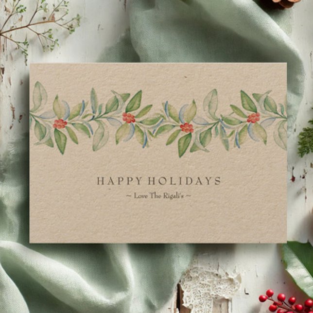 Carte de Noël, Carte de vacances, Russe (Christmas cards watercolor botanical art by Victoria Grigaliunas of VG Invites)