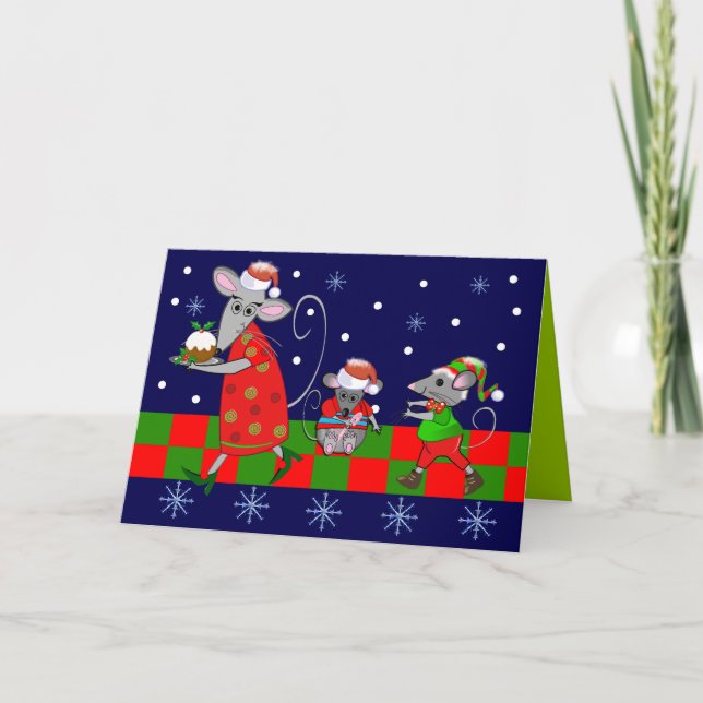 Carte de Noël Cartoon mignonne avec souris (Devant)