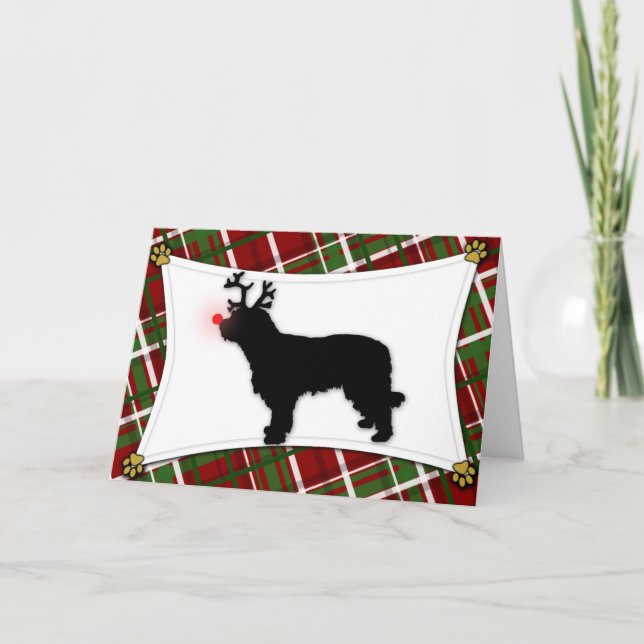 Carte de Noël Catalan Sheepdog Reindeer (Devant)