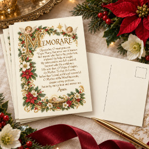Carte de Noël catholique avec prière Memorare vint