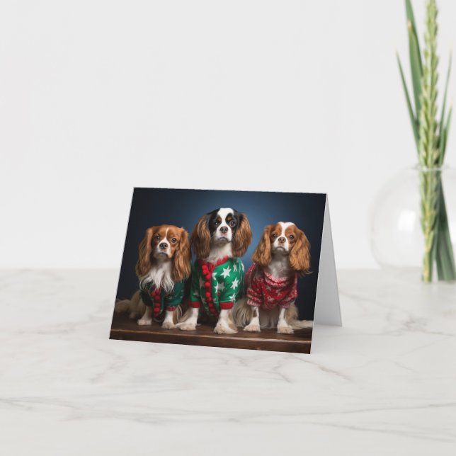 Carte de Noël Cavalier King Charles Spaniels (Devant)