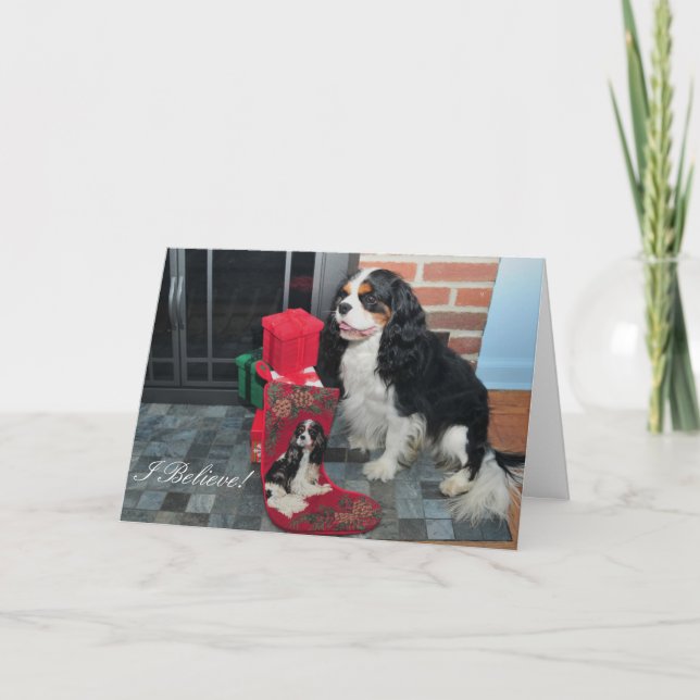 Carte de Noël cavalière du Roi Charles Tri-Color (Devant)