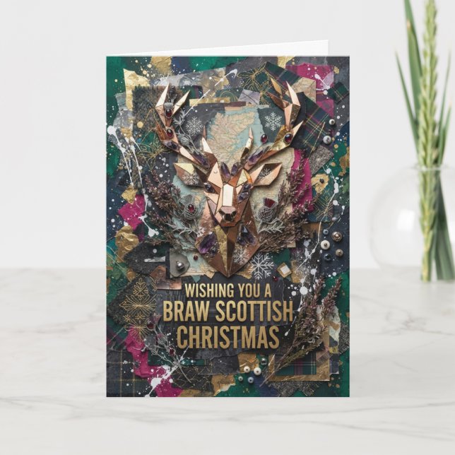 Carte de Noël cerf écossais Braw (Devant)
