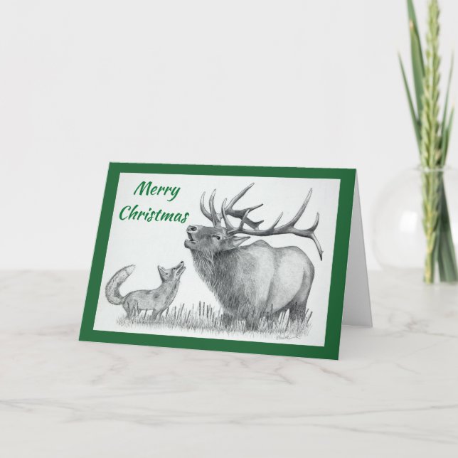 Carte de Noël Cerf et Renard de Noël (Devant)
