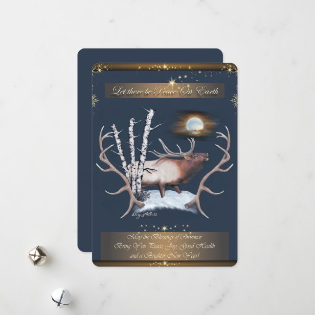 Carte de Noël Cerf Majestueux (Devant/Arrière en situation)