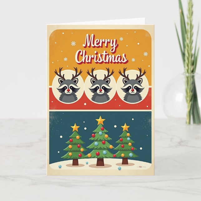 Carte de Noël Cerf Rétro (Devant)