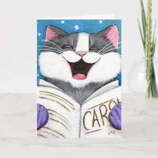 Carte de Noël Chant Chat Cute Carol