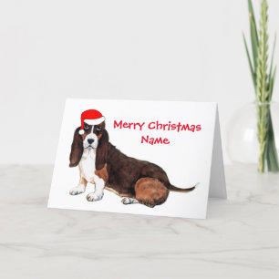 Carte de Noël Chapeau de Père Noël Basset Hound Mi