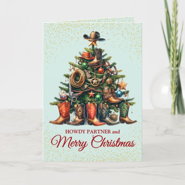 Carte de Noël charmante de cow-boy (Devant)