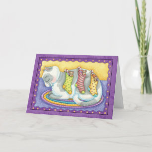 Carte de Noël Chat Avec Petite Mice En Bas