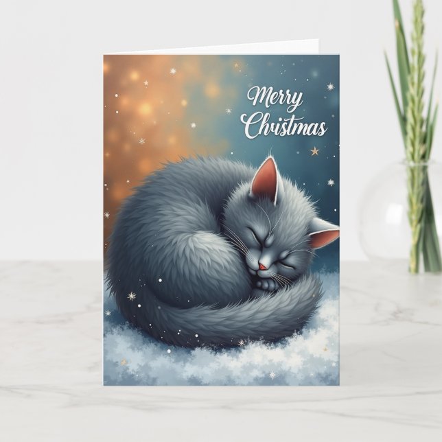 Carte de Noël Chat Cozy (Devant)