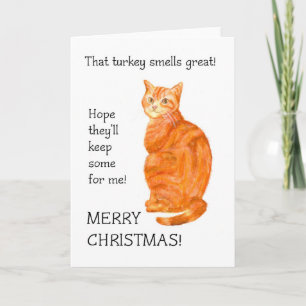 Carte de Noël - chat de gingembre