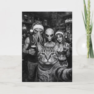 Carte de Noël Chat Émoji Bigfoot Alien Elfe Bar
