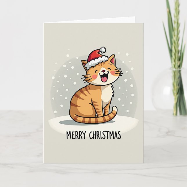 Carte de Noël chat mignonne (Devant)