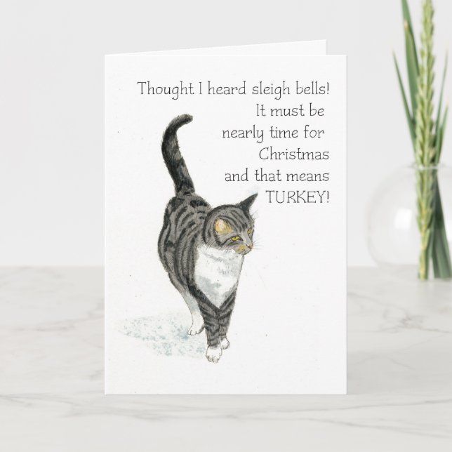 Carte de Noël - chat tigré gris (Devant)