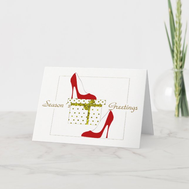 CARTE DE NOËL, CHAUSSURES ROUGES MODE SALUENT (Devant)