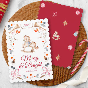 Carte de Noël Cheval à Bascule Vintage